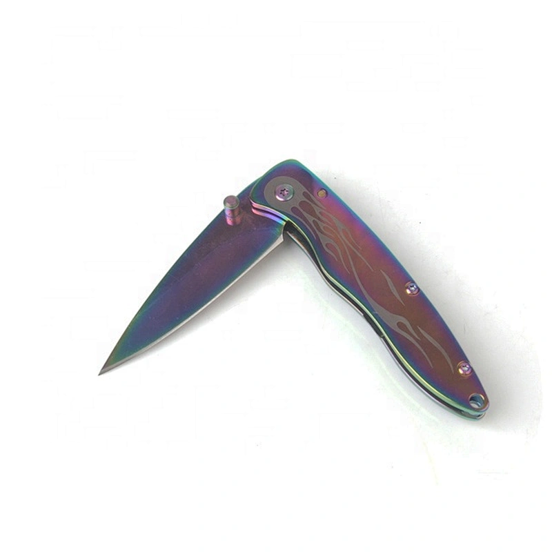 Multifunctional survival folding pocket knife with titanium plating