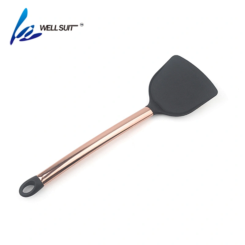 New design  food grade silicoe home kitchen tools utensils of 11 pcs cookware sets with copper plating handle