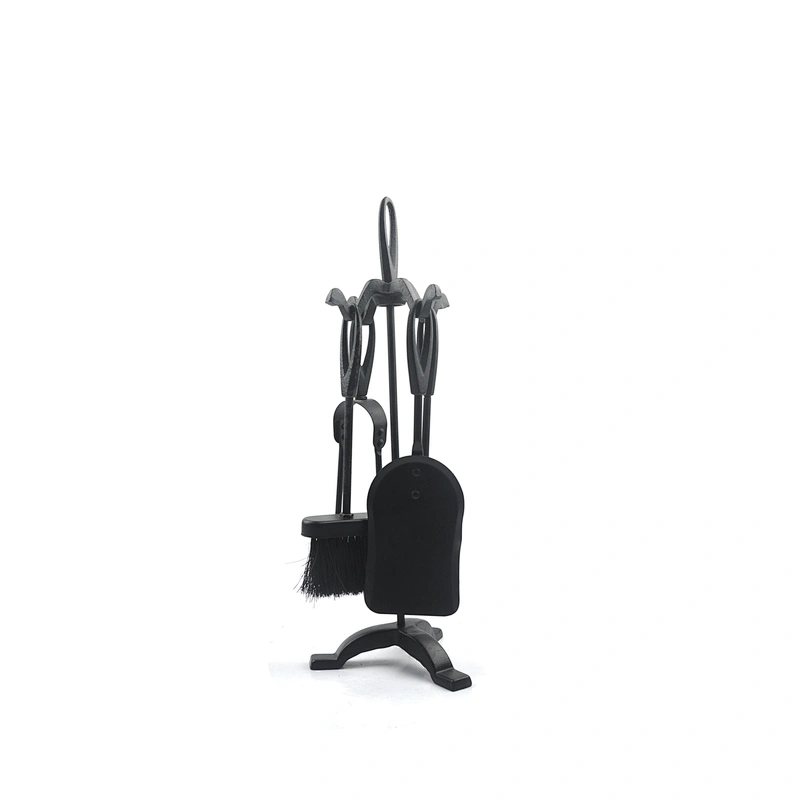 Fireplace tool set with black metal  stand