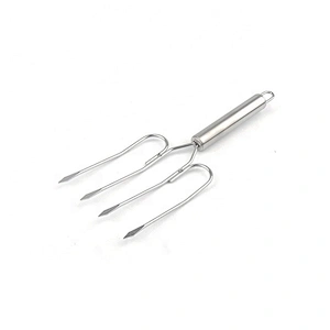 2Pcs/Set Stainless steel lifting meat kebab sticks roasting fork BBQ tools meat fork for grill