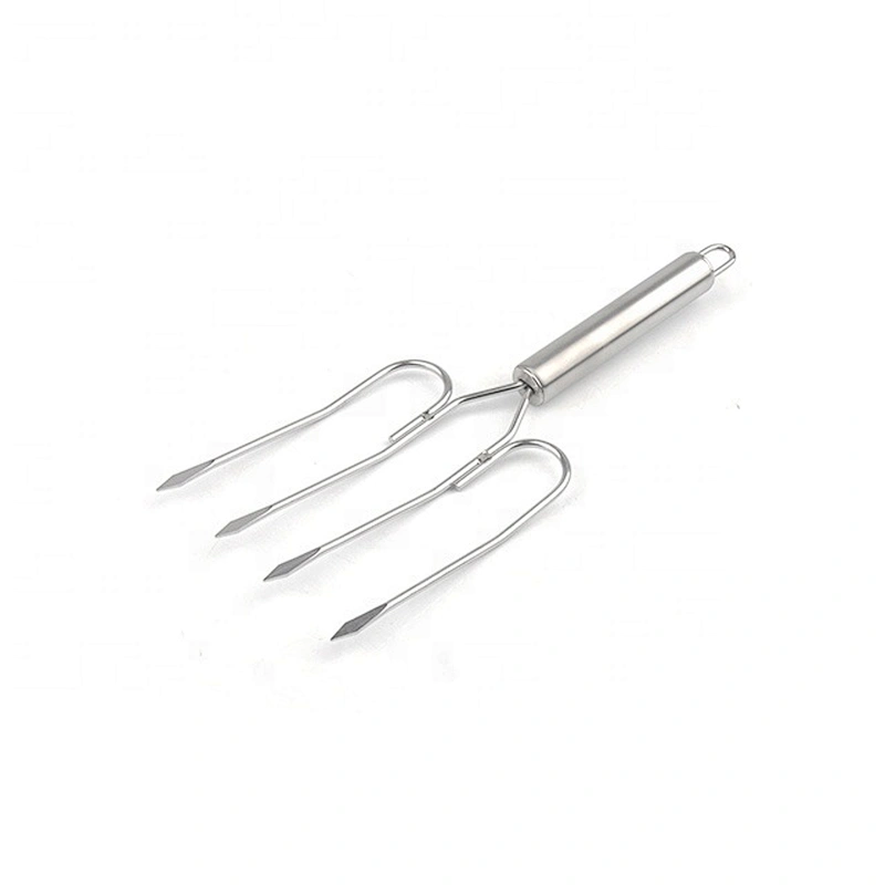 2Pcs/Set Stainless steel lifting meat kebab sticks roasting fork BBQ tools meat fork for grill