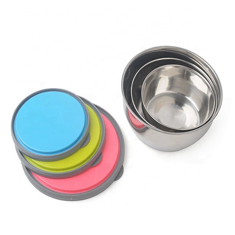 3Pcs set food container salad bowl disposable stainless steel mini fresh box