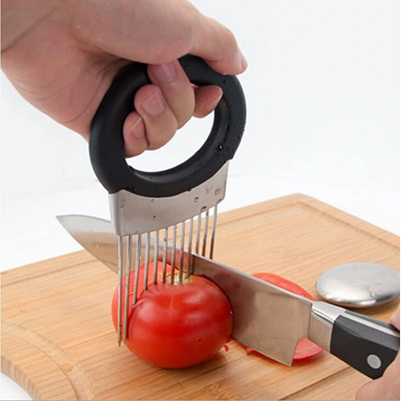 Stainless Steel Vegetable Cutter Meat Slicer Onion Slicing Guide Holder
