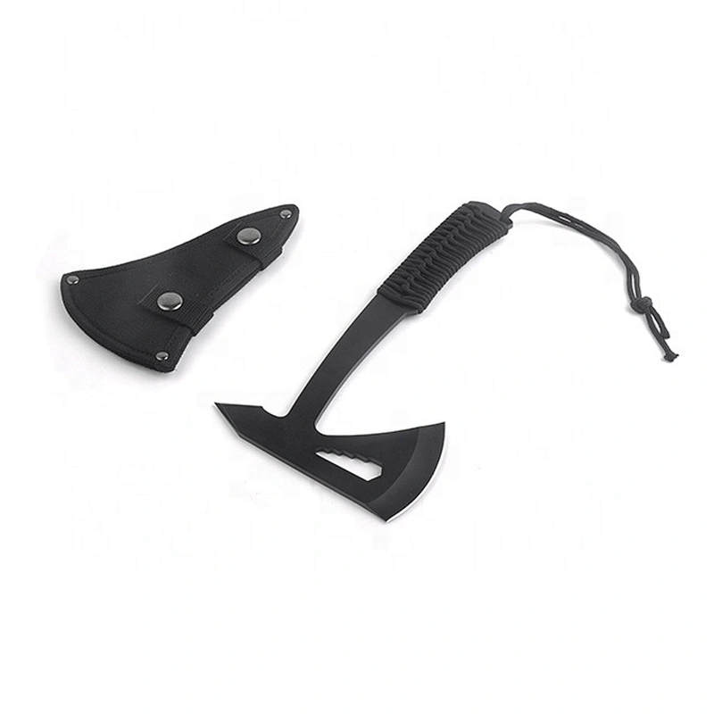 Full Black Coating Stainless Steel Tomahawks Hatchet Axe with Paracord Handle