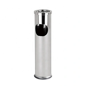 Custom round lobby free standing dustbin stainless steel outdoor standing ashtray
