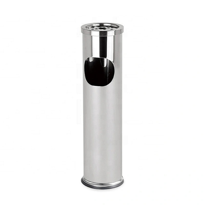 Custom round lobby free standing dustbin stainless steel outdoor standing ashtray