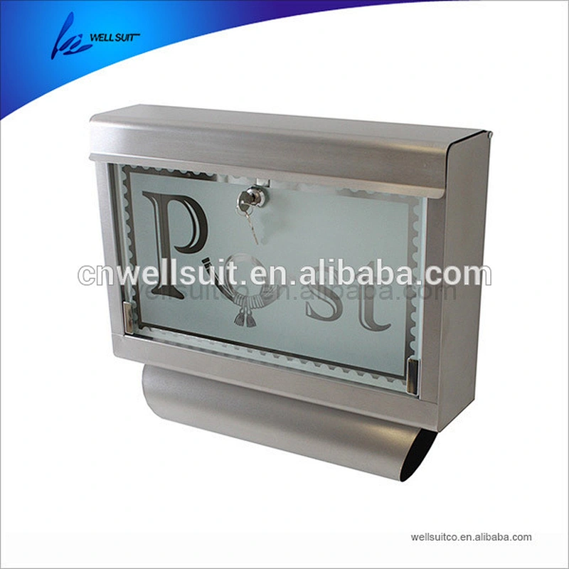 Letter shape stainless steel mail box with lock rust proof water proof wall mounted mail box for sale