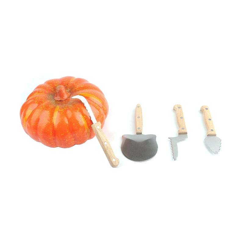 Holiday party decoration tools handmade wooden pumpkin carving kits halloween pumpkin carving set