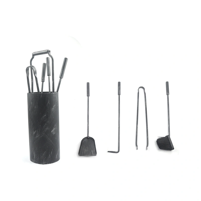 Fireplace accessories  black coating 5pcs modern fireplace tools outdoor for garden