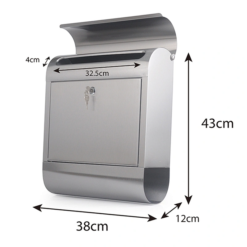 stainless steel waterproof wall mounted mailbox letterbox postbox newspaper holder for department