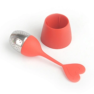 Food Grade Safe heart Shape Stainless Steel Silicone rubber Tea Infuser Tea Strainer Ball infuser