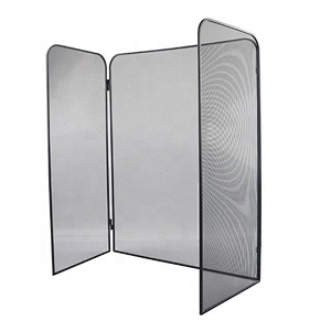 Unique painted wrought iron  Fireplace Screen Flat,Baby Safe Proof Fire Place Fence,Decorative Scroll Spark Guard Cover