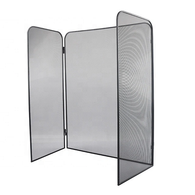 Unique painted wrought iron  Fireplace Screen Flat,Baby Safe Proof Fire Place Fence,Decorative Scroll Spark Guard Cover