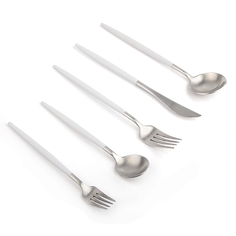popular  food grade  stainless steel  tableware  cutlery set  with white coating handle