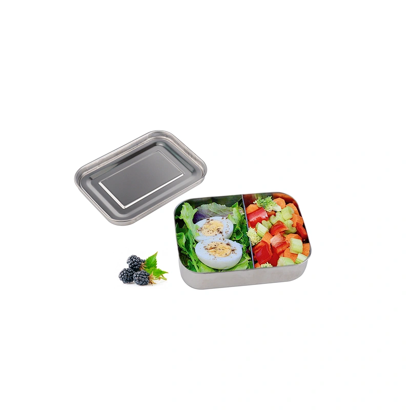 2 compartment Leak Proof heated Thermal food 304 metal tiffin bento stainless steel lunch box