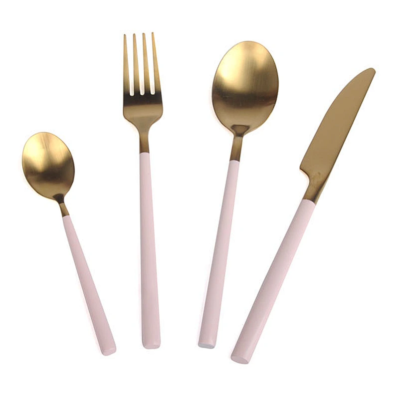 elegant 18/10 silverware stainless steel restaurant bulk flatware set custom gold plated reusable cutlery set