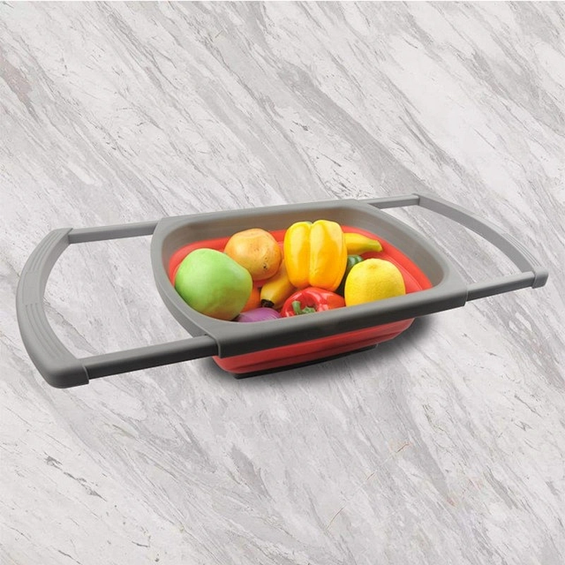 Over The Sink Silicone Kitchen Strainers and Colanders with Extendable Handles Basket