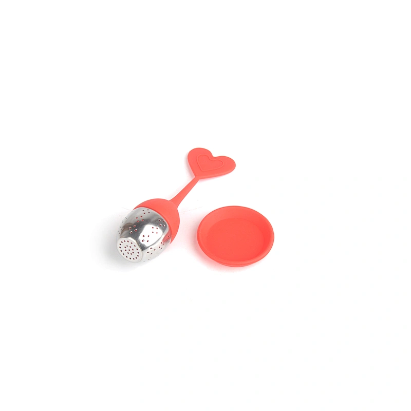 Silicone Tea Infuser with 304 Stainless Steel Leaf Shape Tea Strainer with Drip Tray