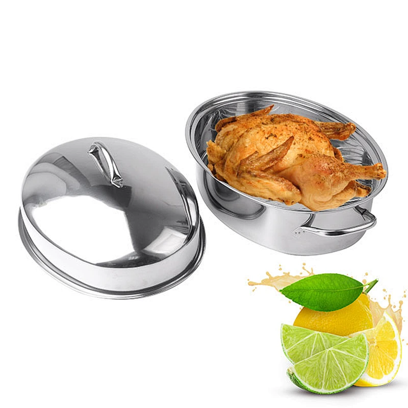 Eco-friendly 100% food grade microwave chicken turkey roaster roasting pan with rack turkey roaster pan