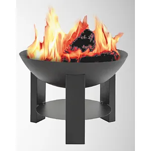 metal antique outdoor black coating dome wood fire pit with 3 legs