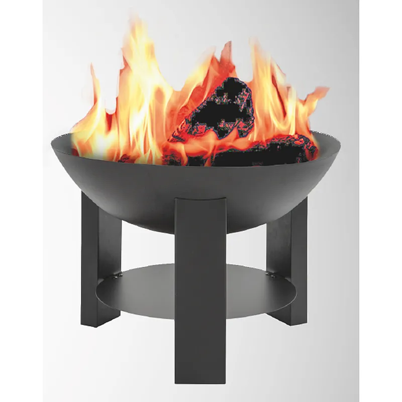 metal antique outdoor black coating dome wood fire pit with 3 legs