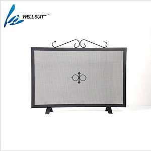 Popular Folding screen painted fireplace screen fire screen With Black Powder Coating