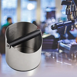 Round stainless steel coffee accessories grind container espresso coffee knock box for sale