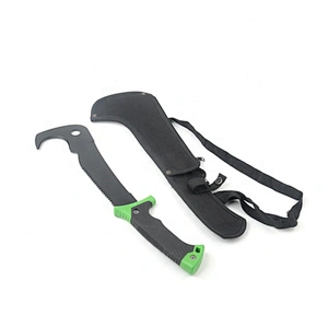 Black Coating Stainless Steel  Outdoor Survival Hunting Sickle Machete With Sheath