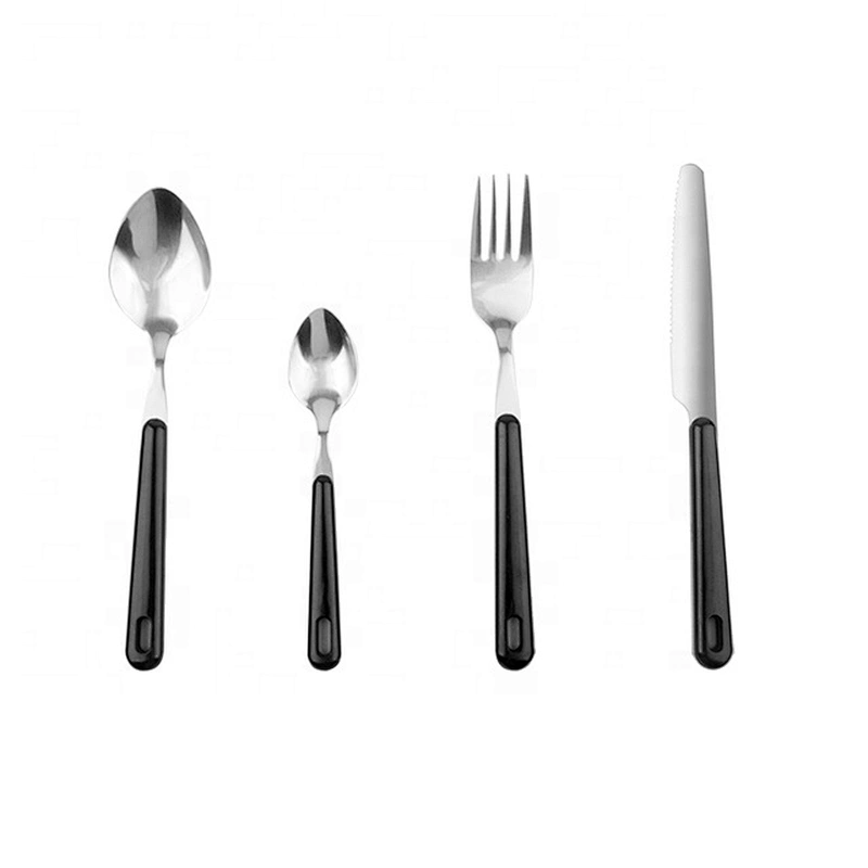 Wholesale Metal Silverware Kitchen 24pcs Tea Coffee Black Dessert Gold Flatware Spoon And Fork Cutlery Set Stainless Steel