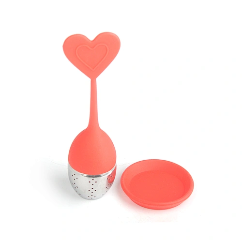 Silicone Tea Infuser with 304 Stainless Steel Leaf Shape Tea Strainer with Drip Tray