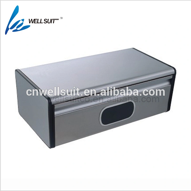 Unique design stainless steel and wood bread box metal