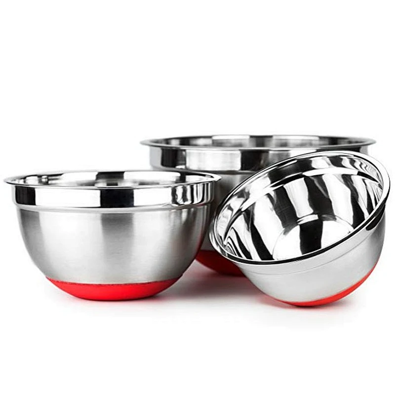 3pc salad bowl stainless steel mixing bowl with grater measuring cup and spoon