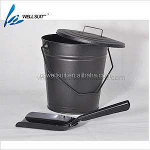 Iron black coating Large capacity fireplace ash bucket with shovel and brush