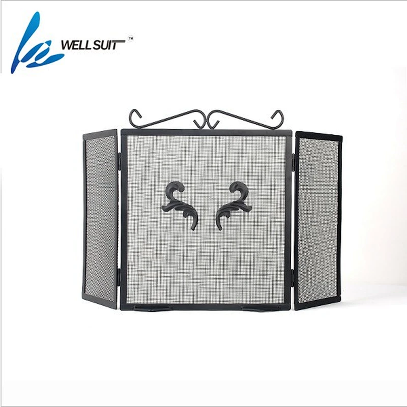 Popular Folding screen painted fireplace screen fire screen With Black Powder Coating