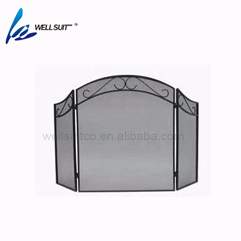 Popular Folding screen painted fireplace screen fire screen With Black Powder Coating