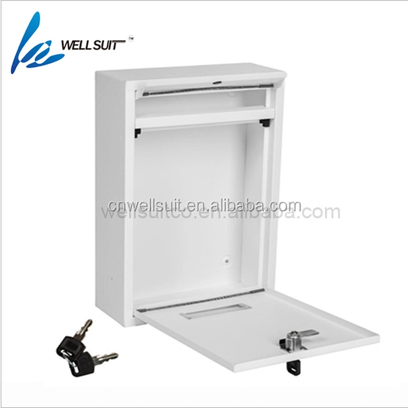Small Size Wall Mounted Mailbox Lockable with Retrieval Door & Newspaper Roll Stainless Steel
