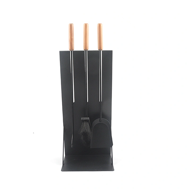 Hot selling indoor metal fireplace tool set with wooden handle  3pcs fireplace tools
