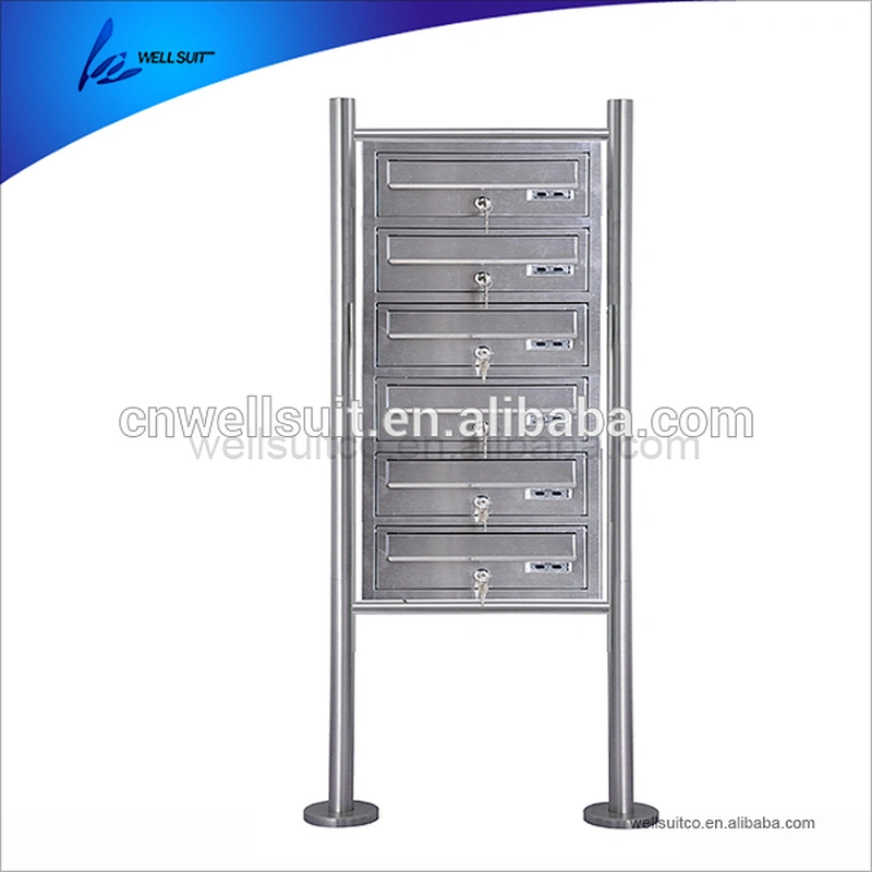 Hot sell stainless steel standing mailbox with lock and newspaper holder garden mailbox