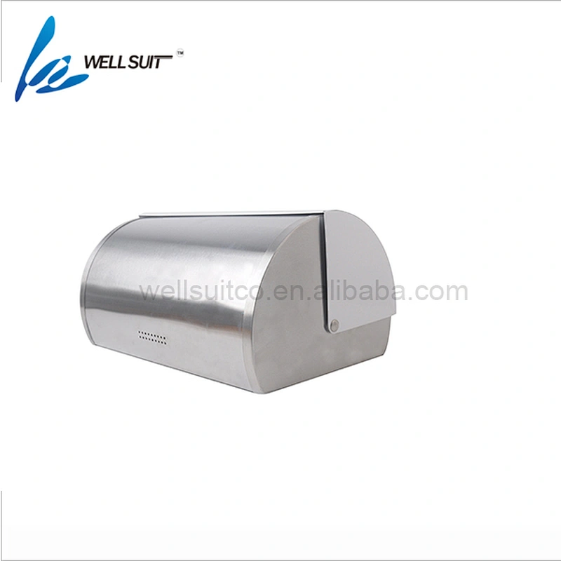 White metal bread box kitchen food storage with cooper coating