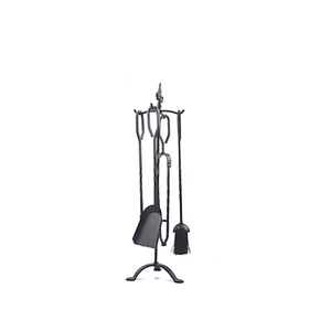 Fireplace accessories black metal 4 pieces garden fireplace outdoor set