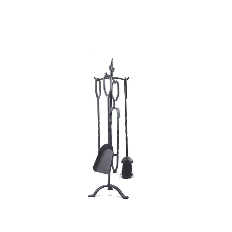 Fireplace accessories black metal 4 pieces garden fireplace outdoor set