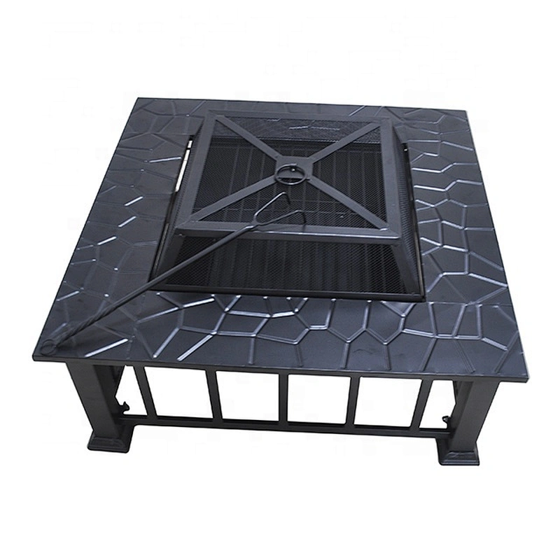 Outside camping outdoor fire pit steel bowl table square fire pit