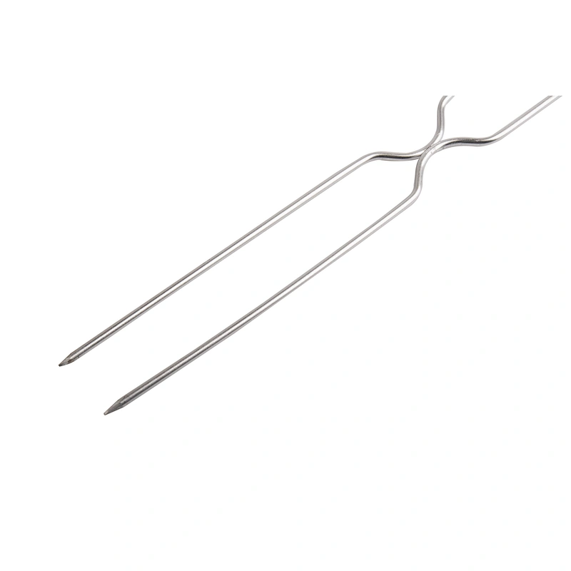 Custom Stainless Steel Double Prongs Barbecue Roasting Fork For Shish Kebab Skewers