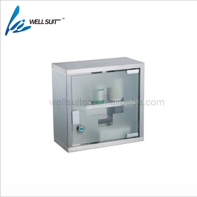 Classic and fashion Glass door wall hanging metal medicine chest with coating for home and hospital