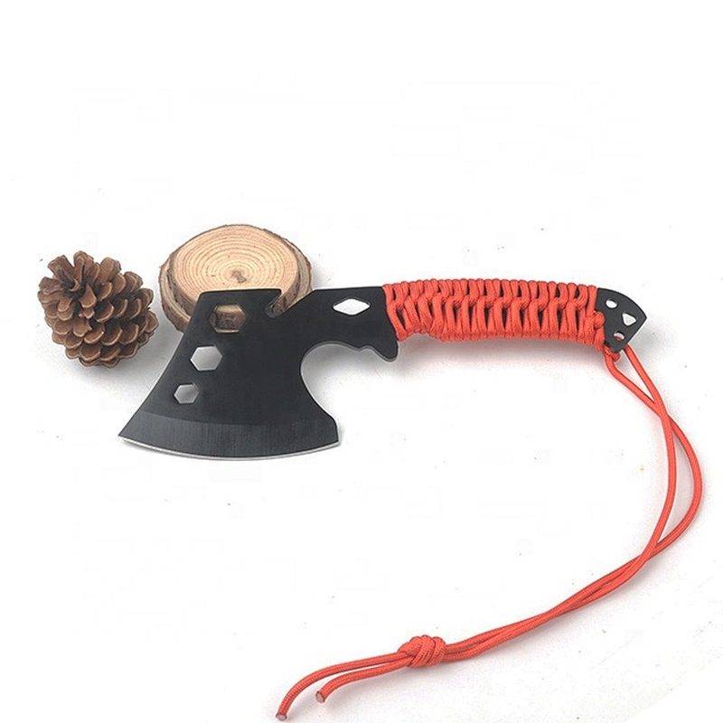 Multifunctional survival camping tactical axe with lanyard