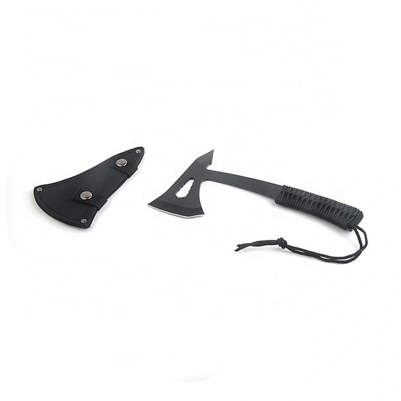 Black Coating Multi Function Stainless Steel Survival Axe Hatchet with Paracord Handle