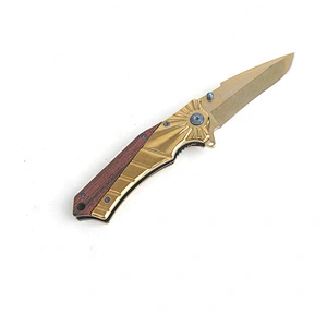 Golden coating  handle folding outdoor folding knife pocket