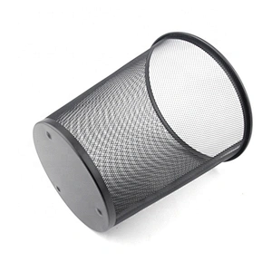 Round office waste bin mesh cheap metal trash can for hotel