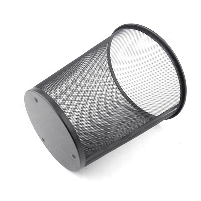 Round office waste bin mesh cheap metal trash can for hotel