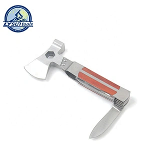 8 IN 1 Stainless Steel Head and Wood Handle Foldable Plier Axe Multi Tool